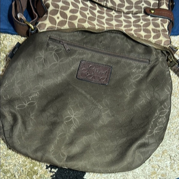 Fossil Leather Brown & Tan Crossbody Bag with Timeless Design EUC - Picture 15 of 16
